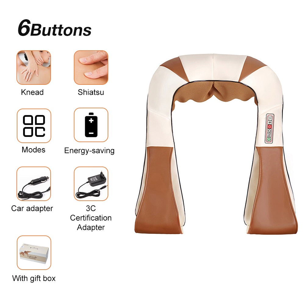 U Shaped Infrared Heated Back Massager Device